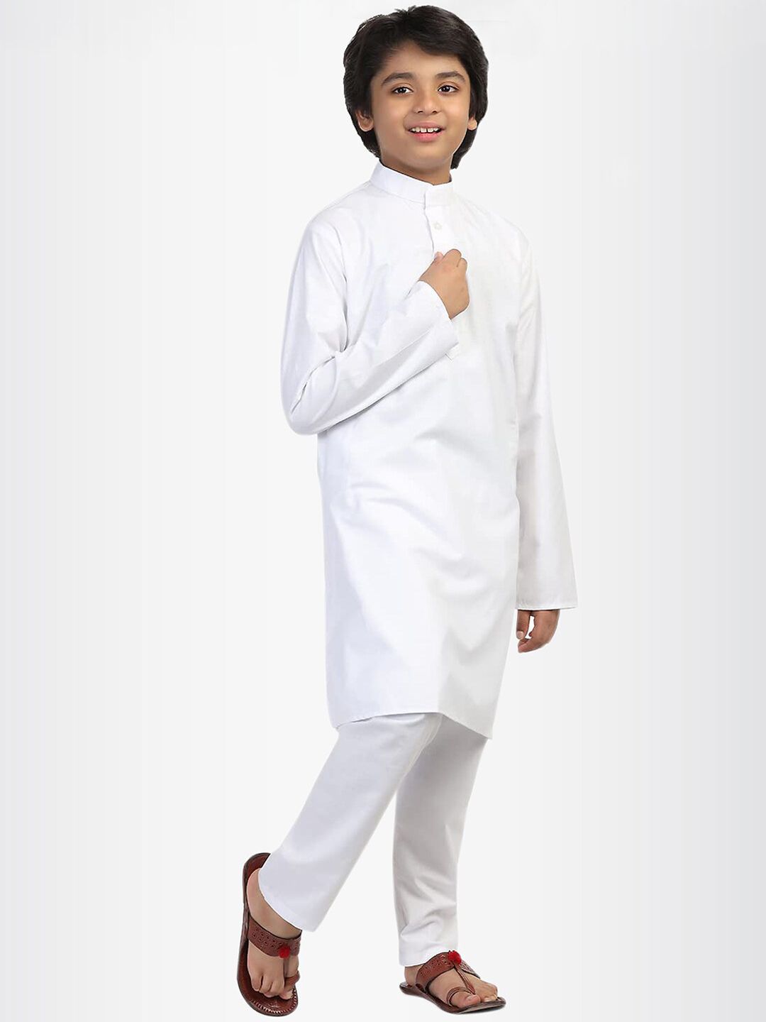 KRAFT INDIA Boys Mandarin Collar Straight Kurta with Trousers
