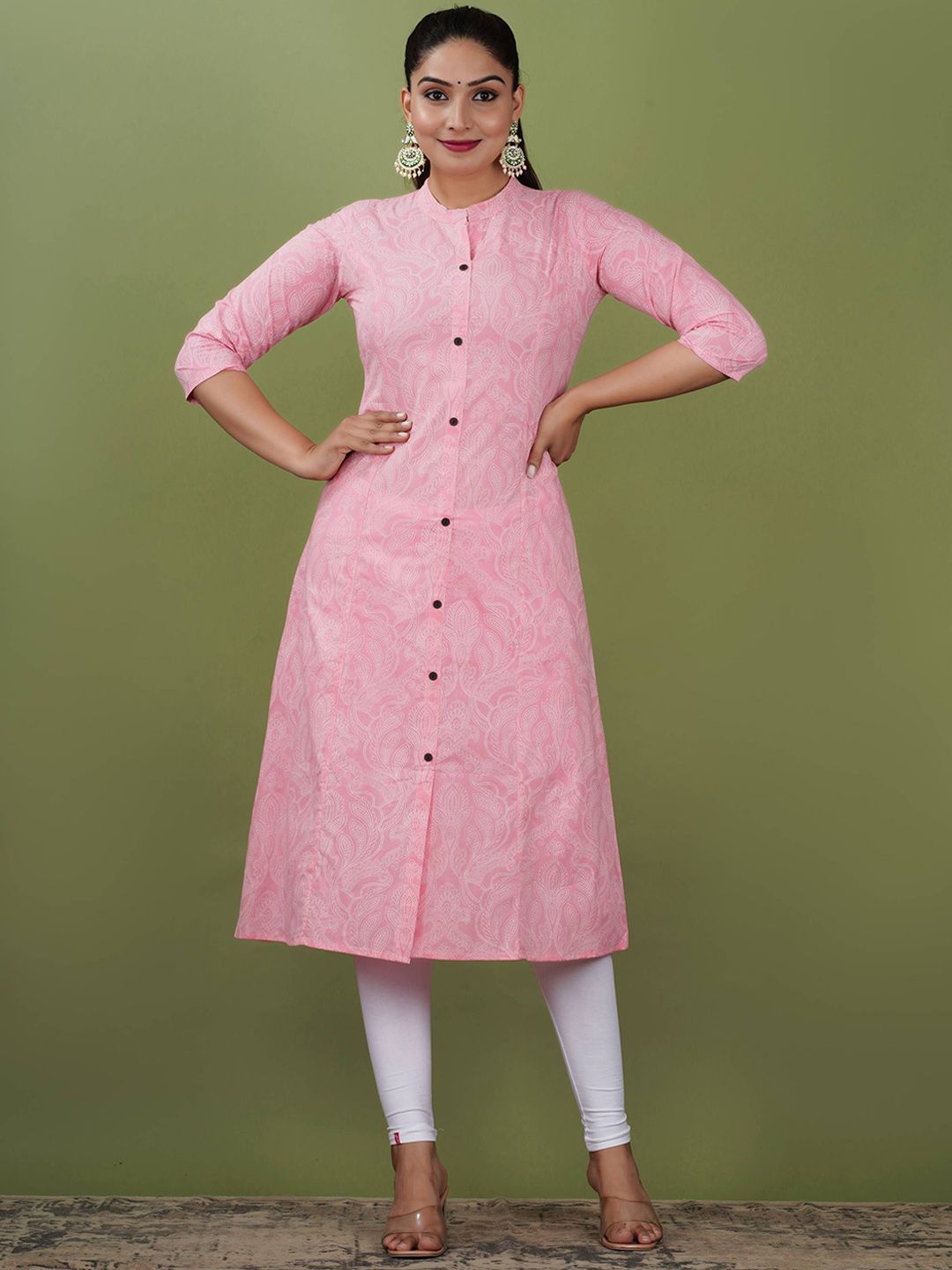 PARIKSHIT Floral Printed Mandarin Collar A-Line Kurta