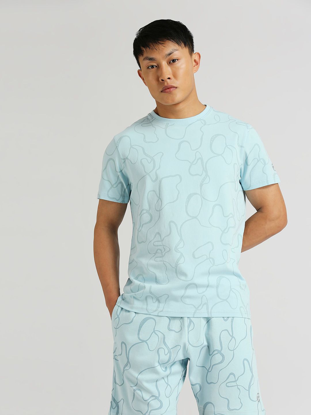 Pepe Jeans Abstract Printed Slim Fit Cotton T-shirt