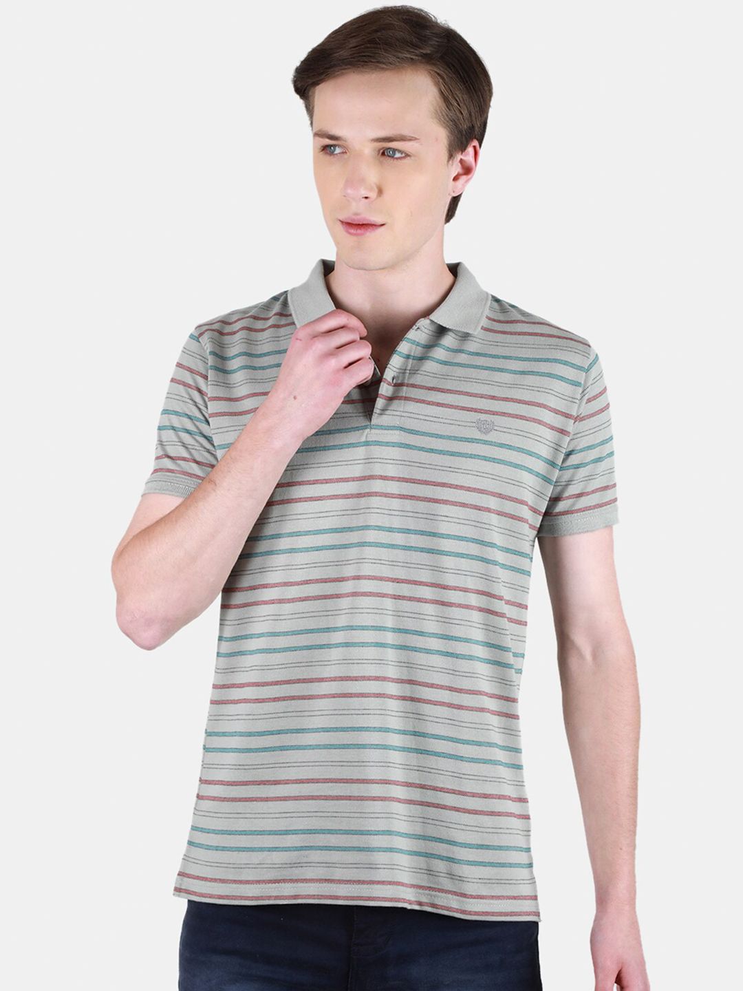 Duke Striped Polo Collar Slim Fit T-shirt