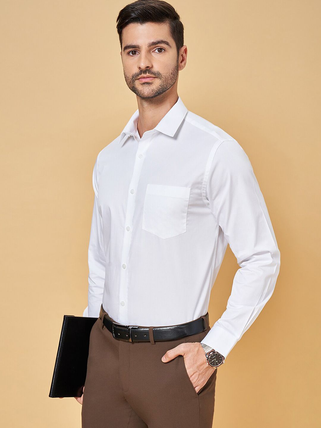 Peregrine by Pantaloons Spread Collar Pure Cotton Formal Shirt