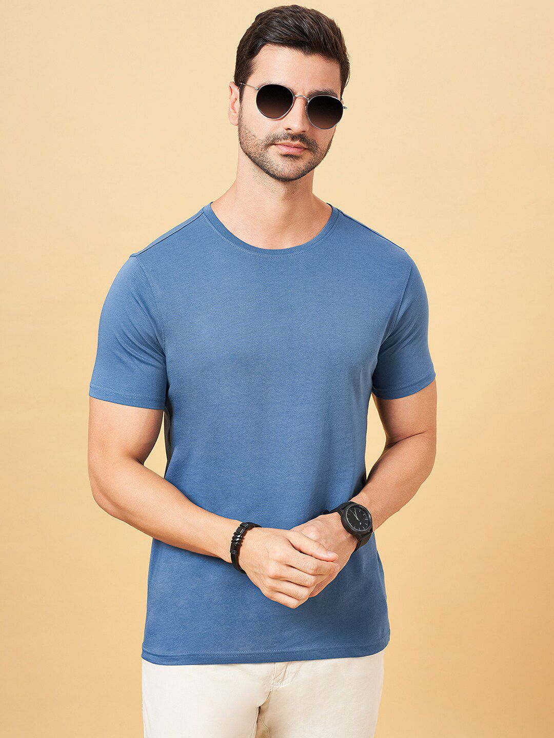 BYFORD by Pantaloons Round Neck Short Sleeve Cotton Regular Fit T-shirt