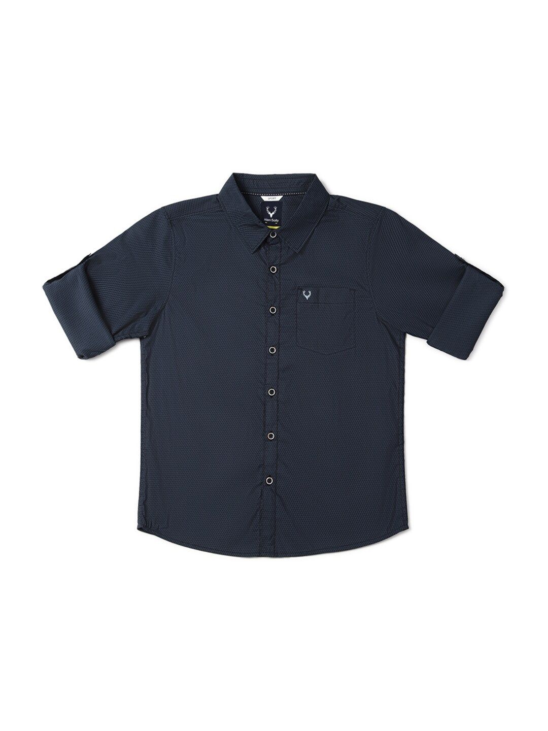 Allen Solly Junior Boys Slim Fit Self Design Spread Collar Roll-Up Sleeves Shirt