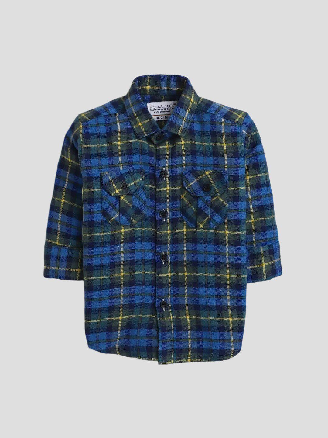 Polka Tots Boys Tartan Checked Full Sleeves Casual Shirt