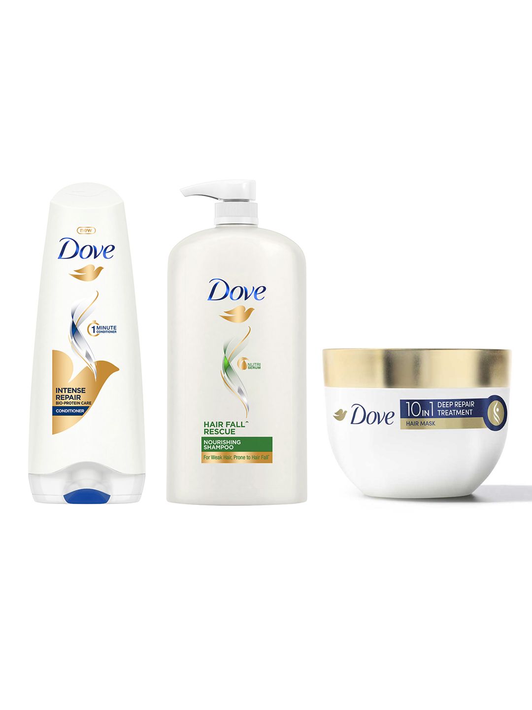 Dove Set of Hair Fall Rescue Shampoo+Intense Repair Conditioner+Deep Repair Hair Mask