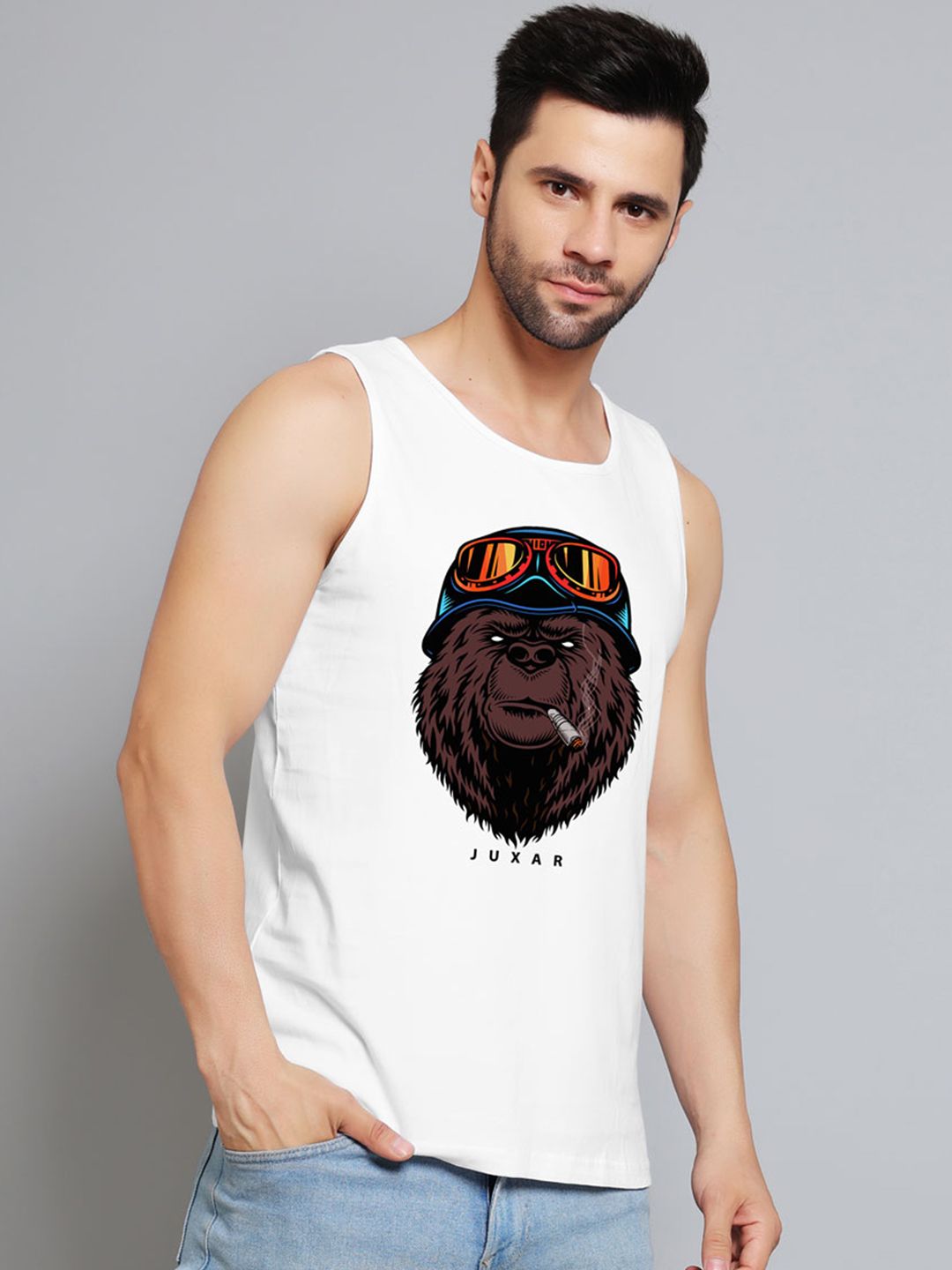Juxar Printed Cotton Gym Vest