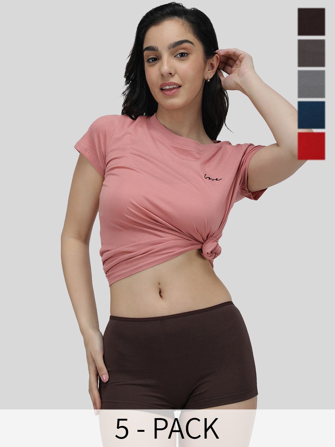 Buy AMUL COMFY Pack Of 5 Cotton Boy Shorts Briefs -  - Apparel for Women