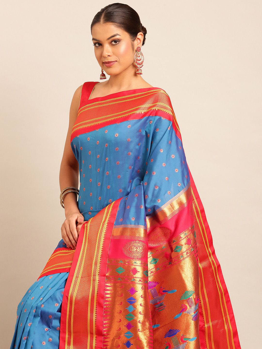 Varkala Silk Sarees Ethnic Motifs Zari Paithani Saree