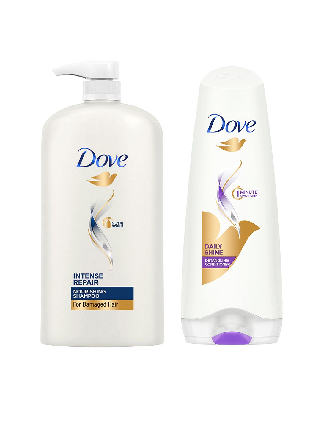 Dove Hair Therapy Intense Repair Shampoo 1L & Daily Shine Hair Conditioner 175ml