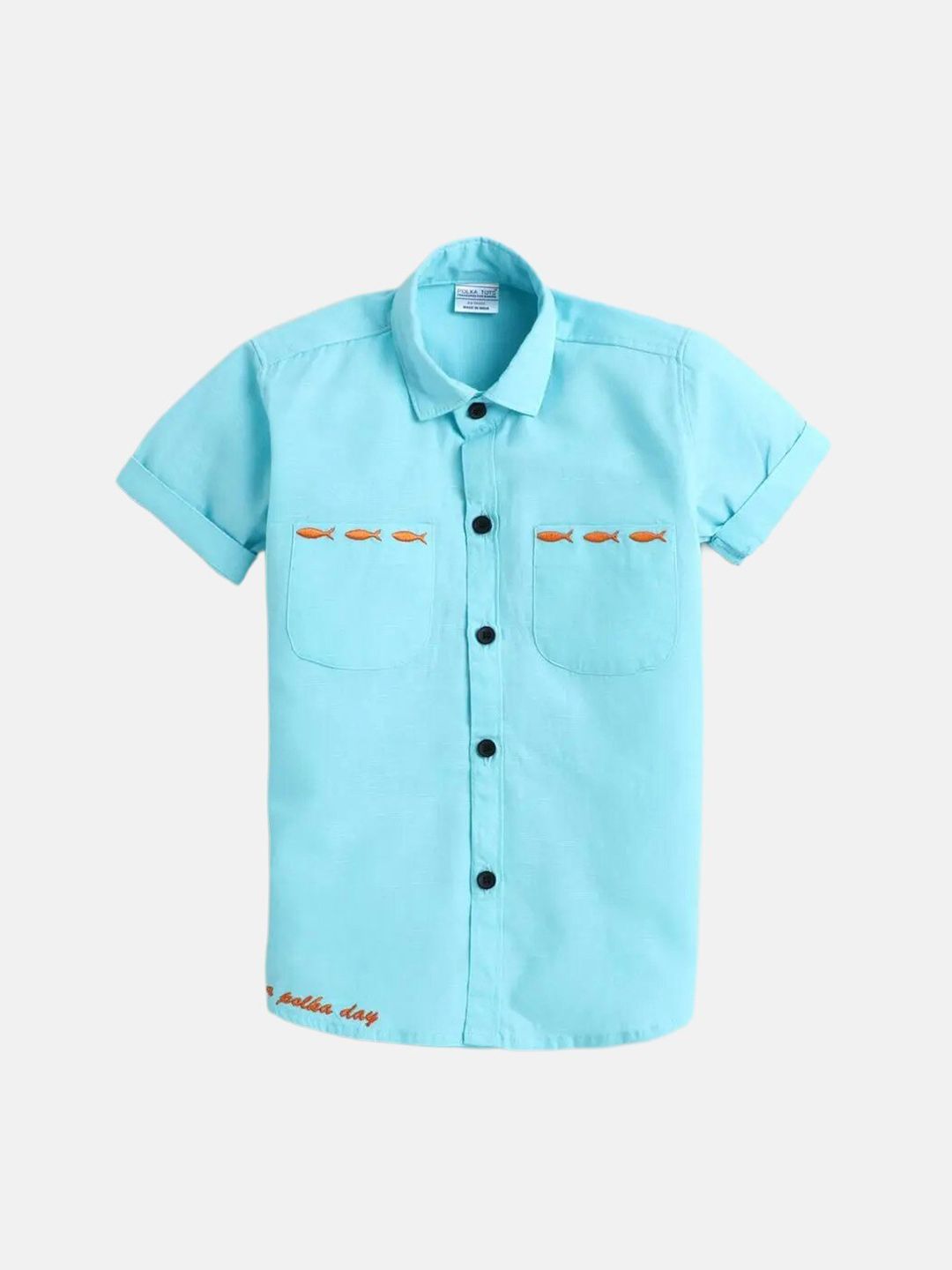 Polka Tots Boys Spread Collar Cotton Casual Shirt
