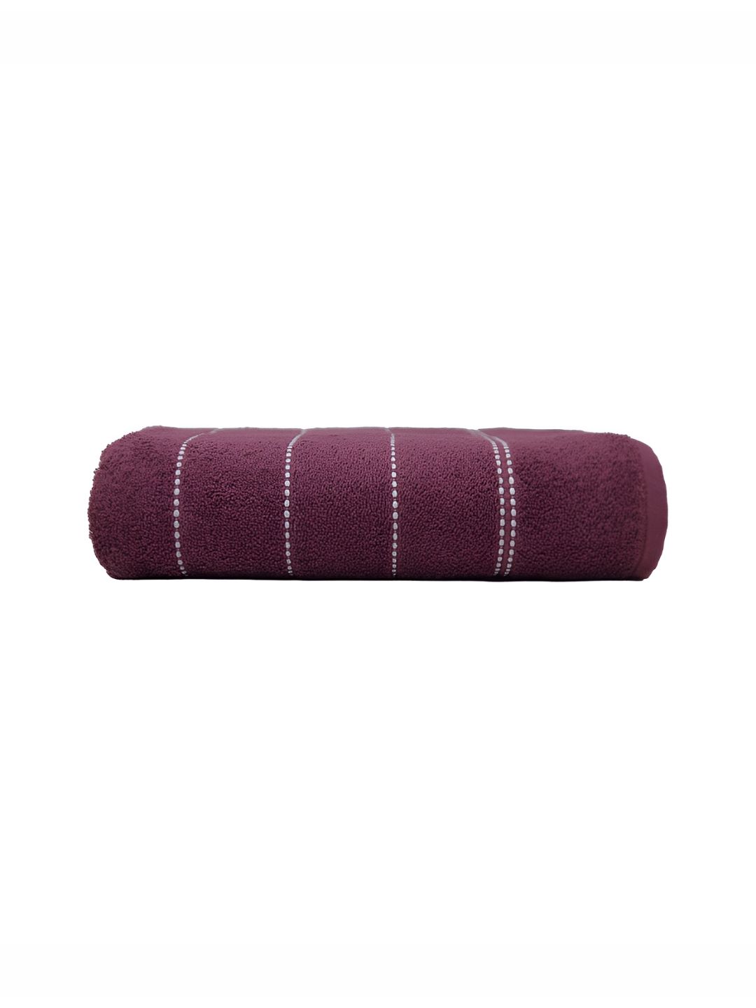 MYTRIDENT Burgundy & White Striped Cotton 400 GSM Bath Towel