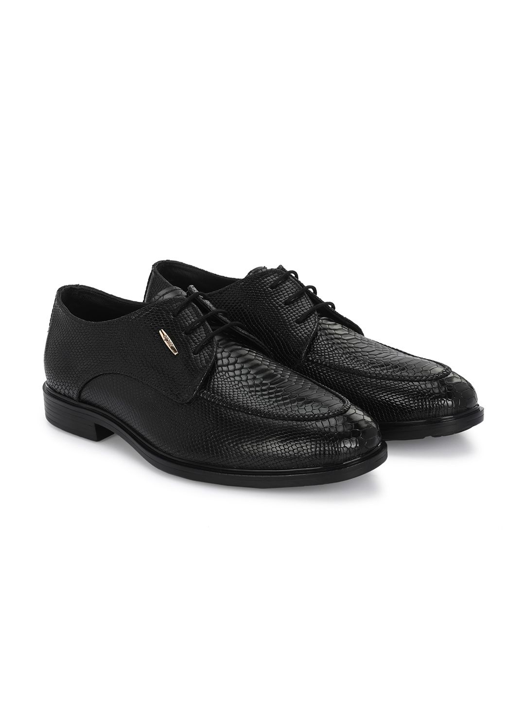 Egoss Men Textured Leather Formal Derbys