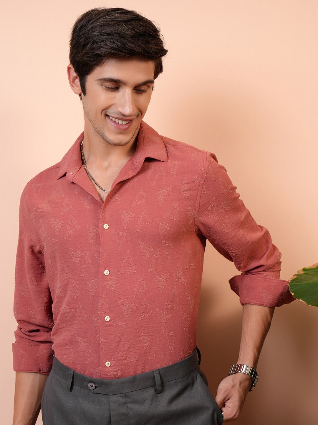 LOCOMOTIVE Slim Fit Premium Jaquard Textured Party Shirt