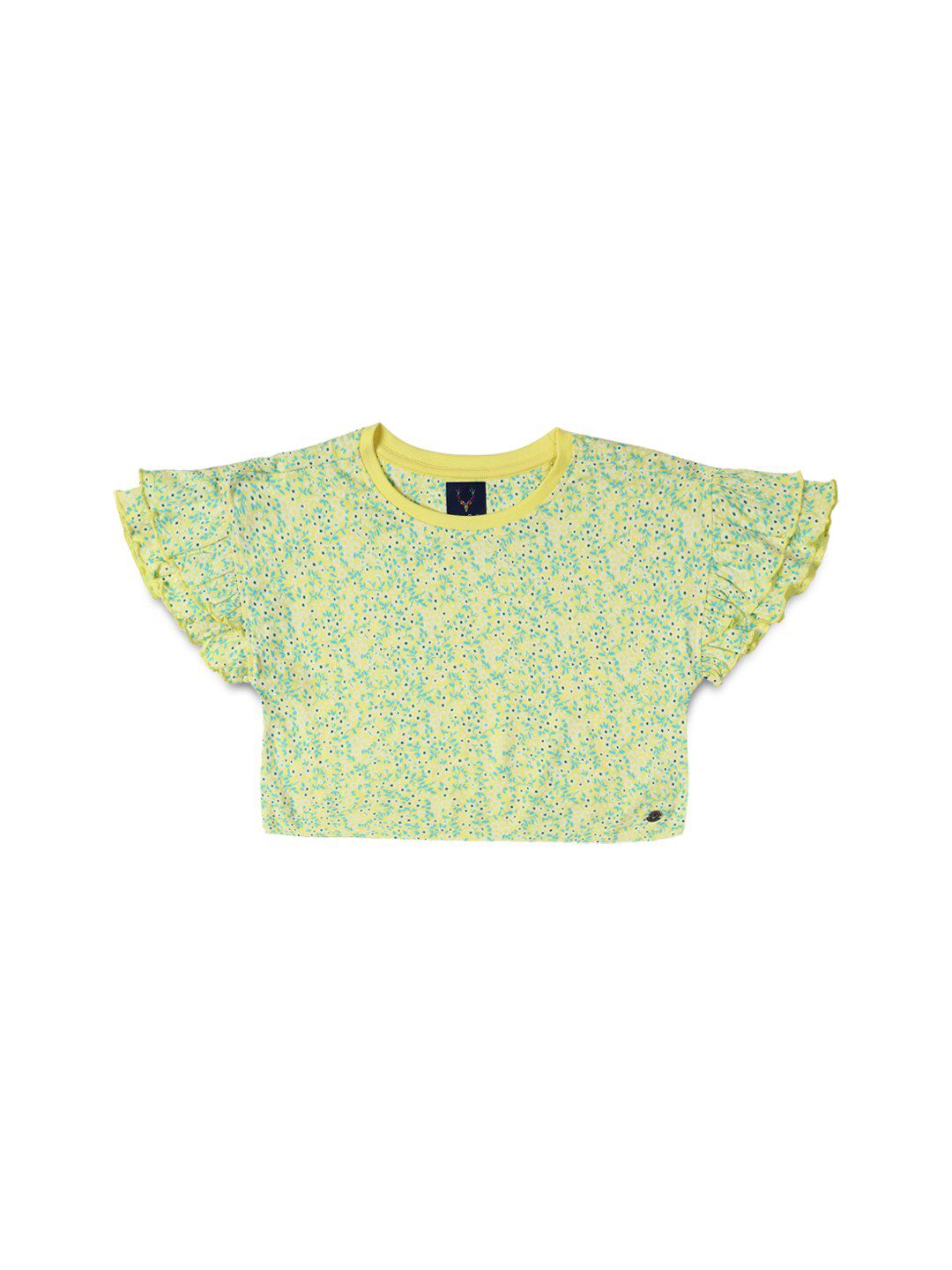 Allen Solly Junior Girls Floral Printed Flutter Sleeve Crop Top