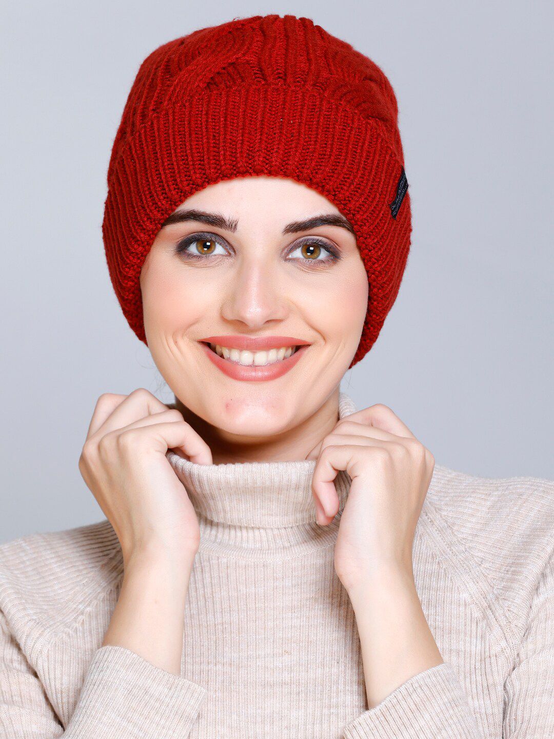 513 Women Self Design Acrylic Beanie