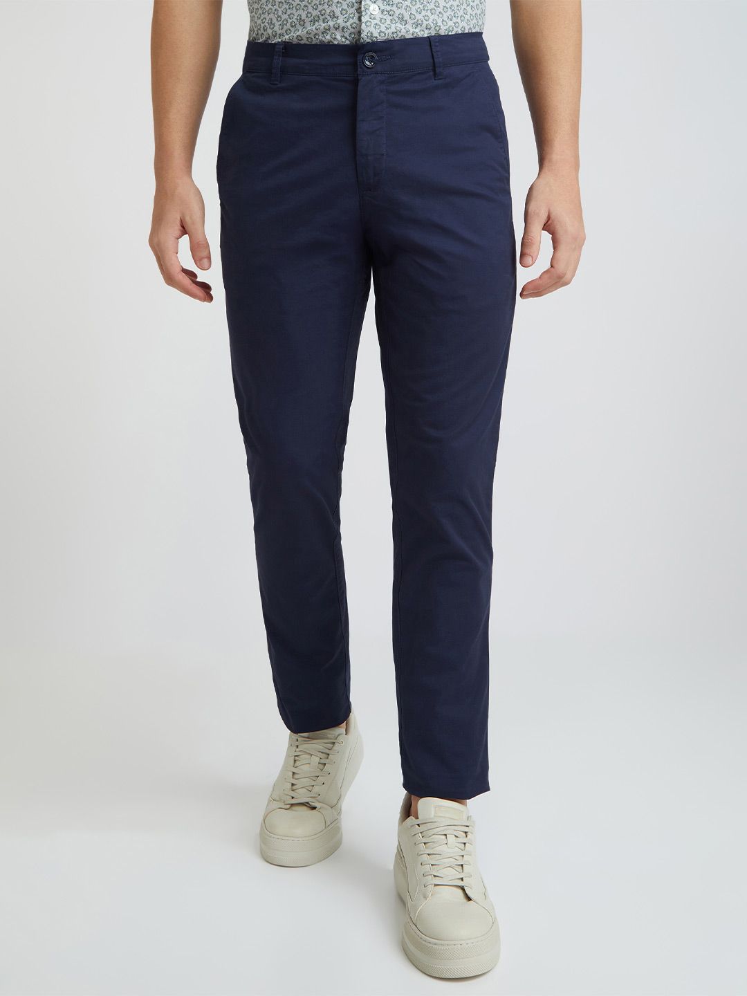 ColorPlus Men Solid Slim Fit Chinos Trousers