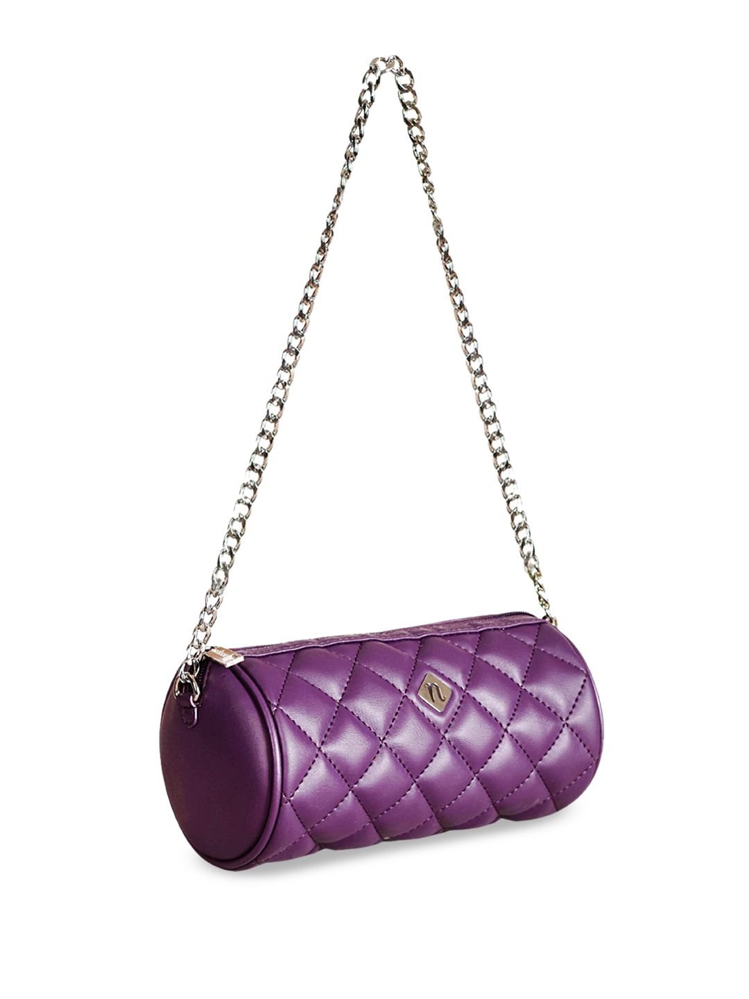 Nestasia Purple Quilted Structured Shoulder Bag PU Handbag