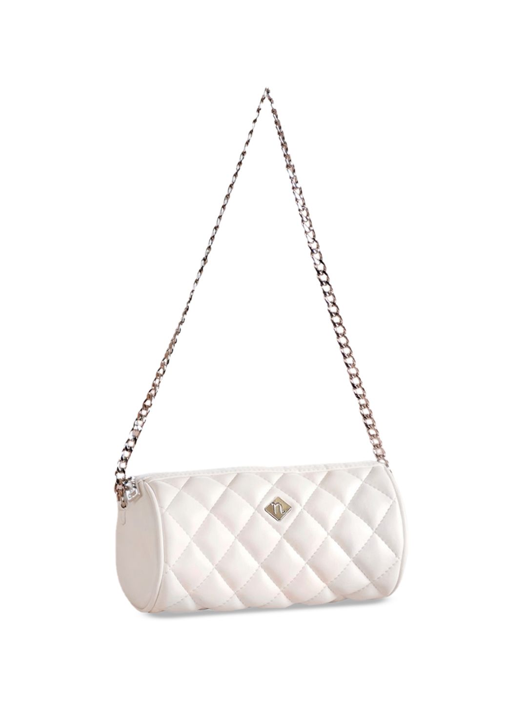 Nestasia White Quilted Structured Shoulder Bag PU Handbag