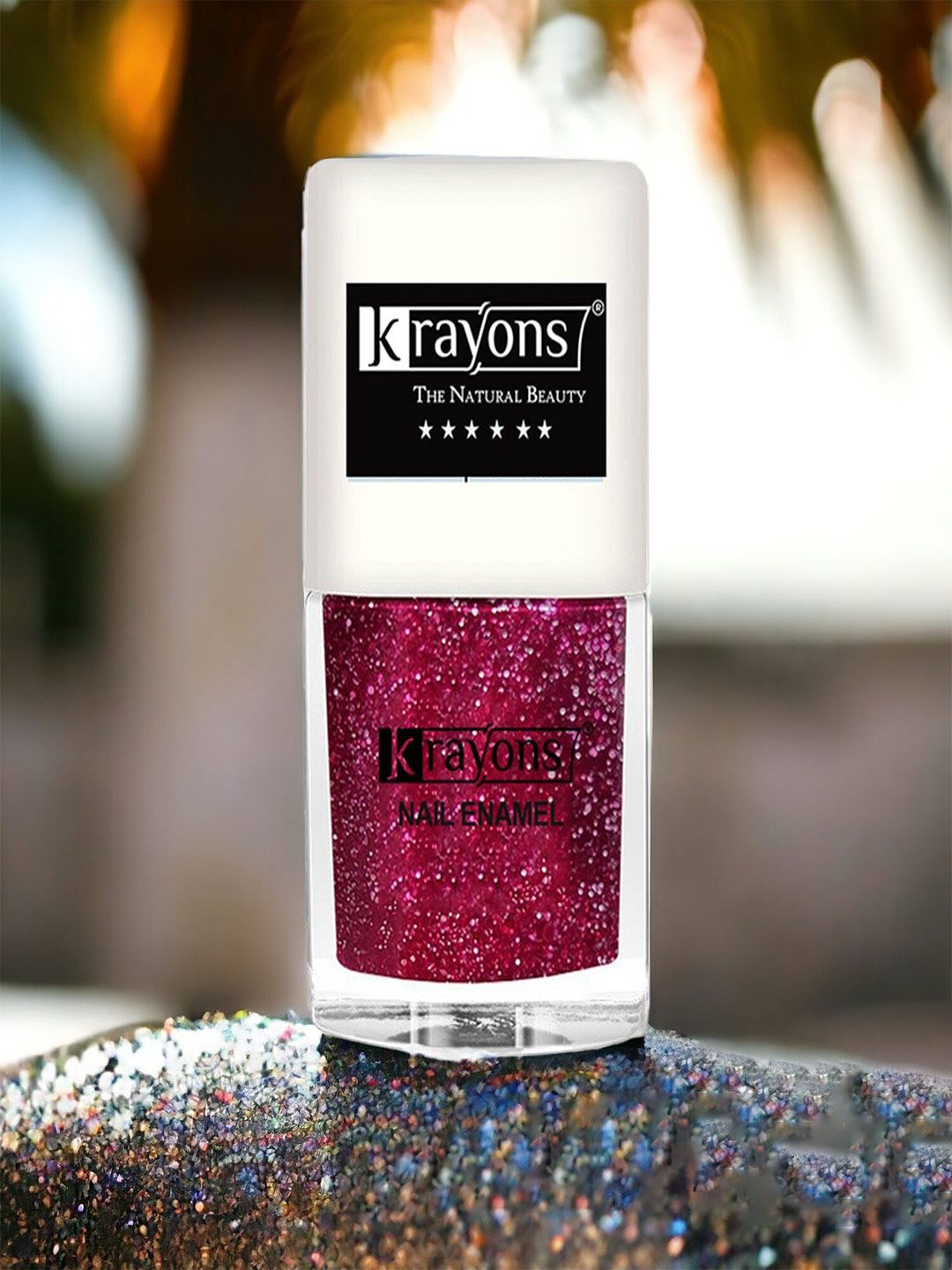 krayons Long Lasting Glitter Nail Paint - 5 ml - Red 90