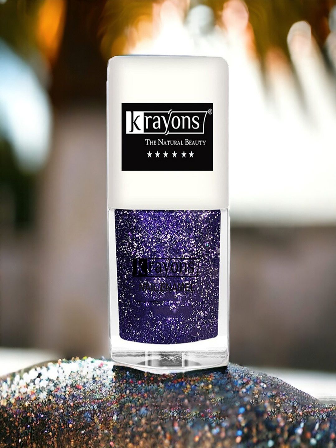 krayons Long Lasting Glitter Nail Paint - 5ml - Purple Violet 92
