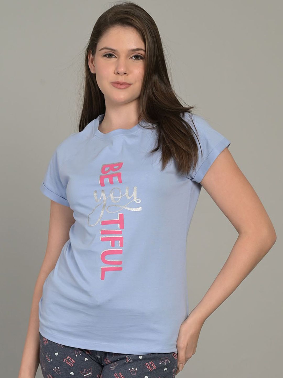 MAYSIXTY Typography Printed Pure Cotton T-shirt