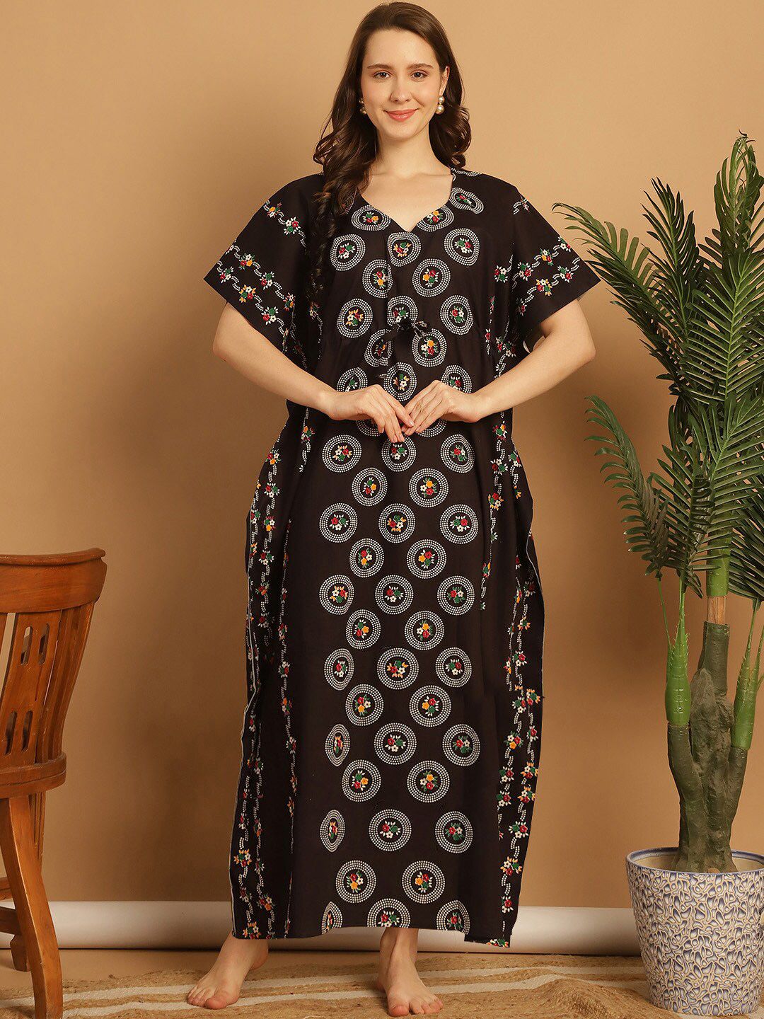 Secret Wish Printed Pure Cotton Kaftan Nightdress