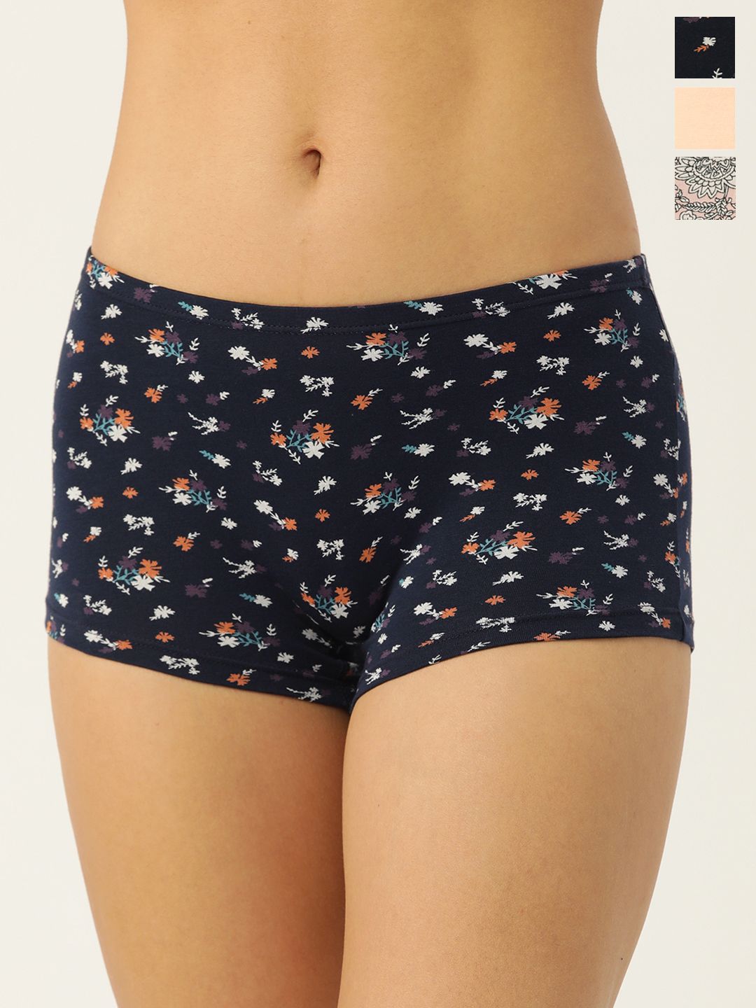 Leading Lady Pack Of 3 Printed Assorted Mid-Rise Boy Shorts