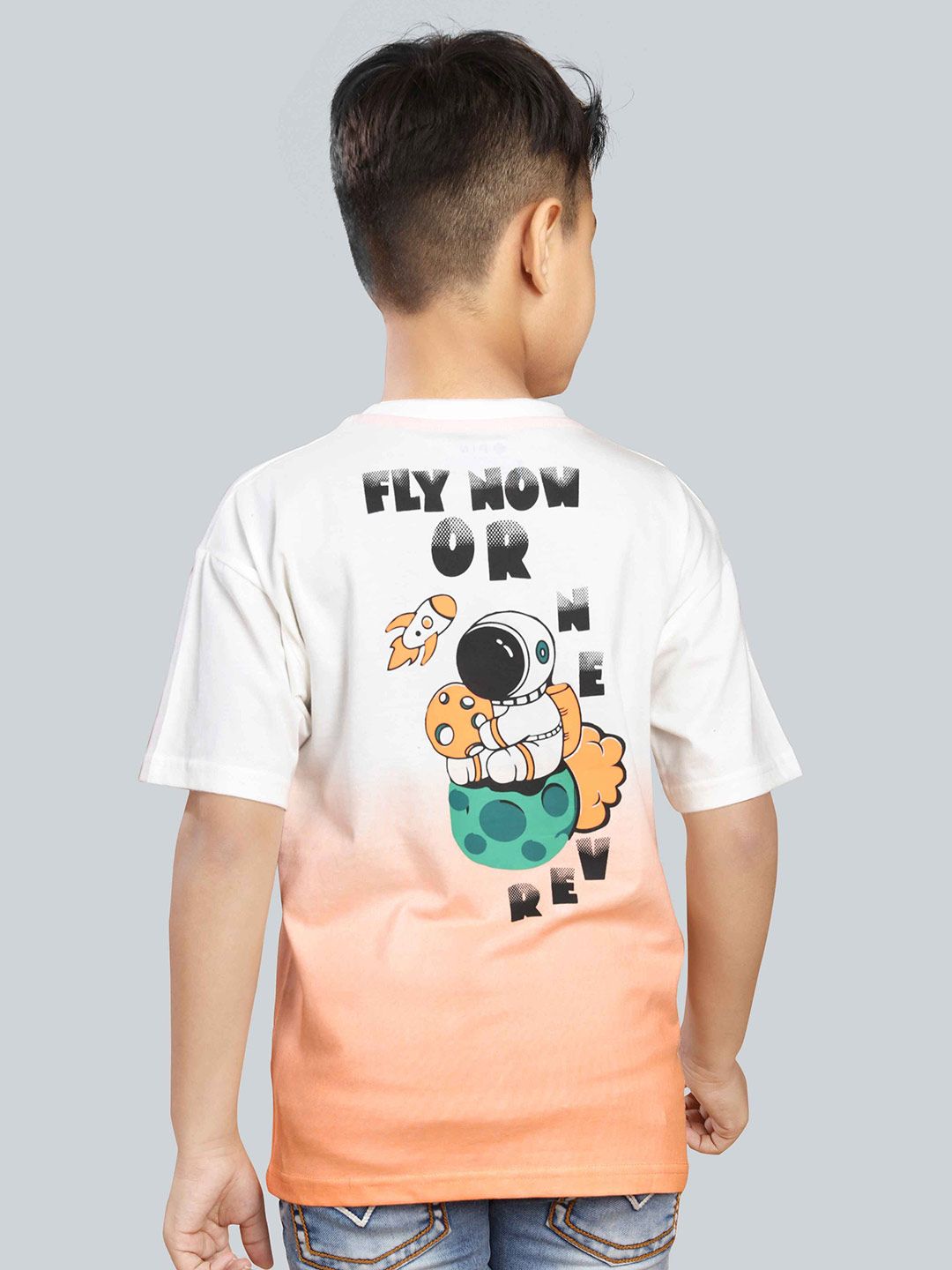 3PIN Boys Graphic Printed Round Neck Applique Oversized T-shirt
