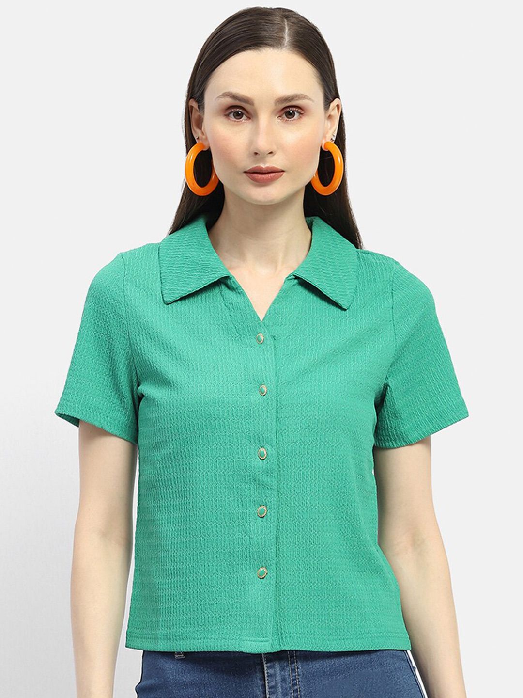 Madame Self Design Shirt Style Top
