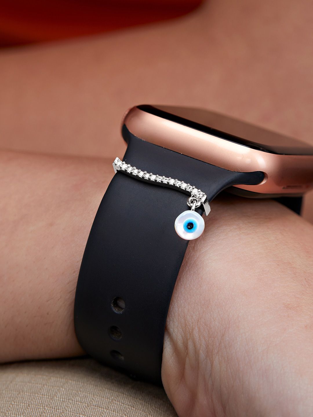 MINUTIAE Silver-Plated Crystal-Studded Watch Charm