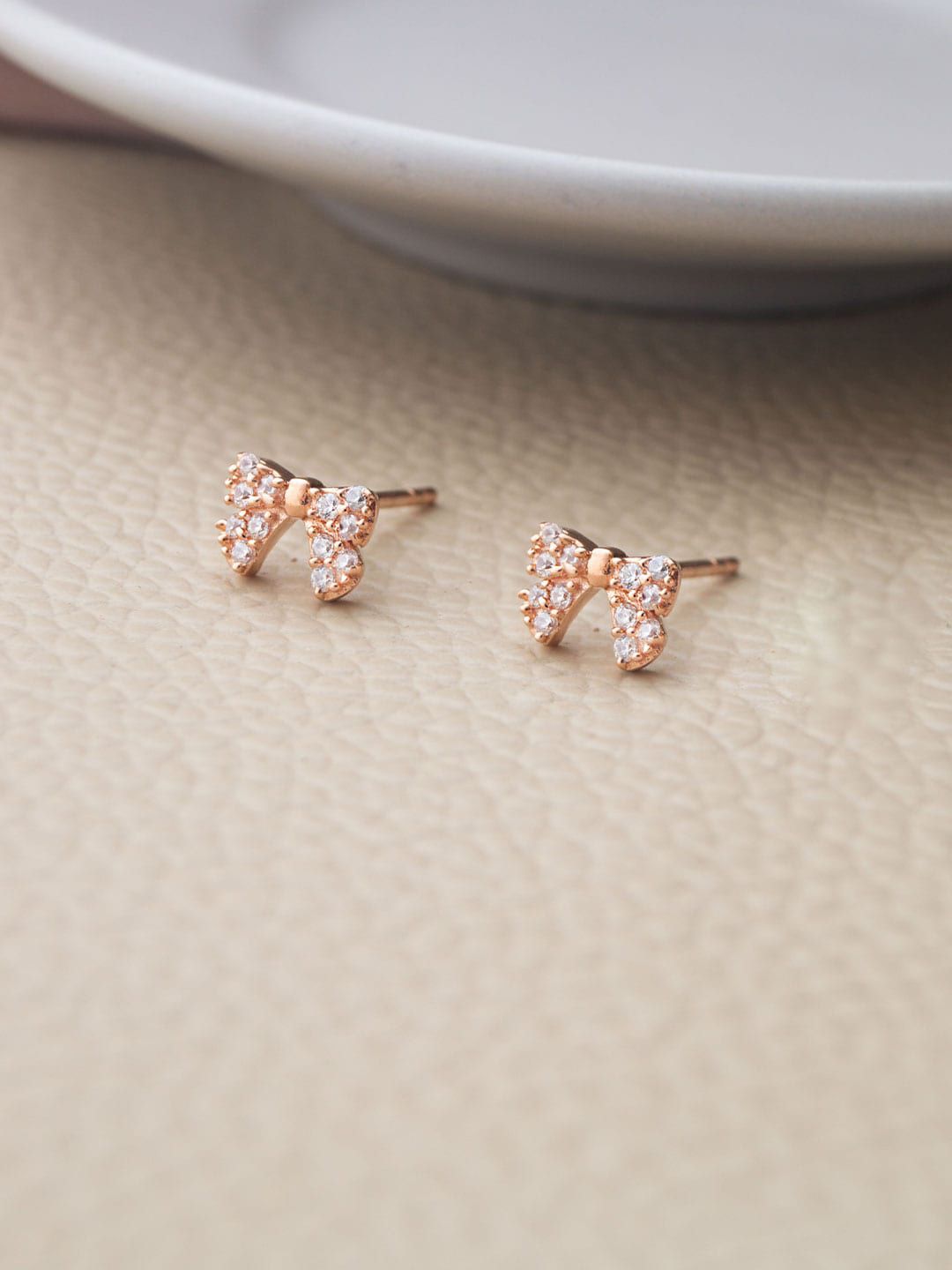 MANNASH 92.5 Sterling Silver Floral 18kt Rose Gold Plated Studs Earrings