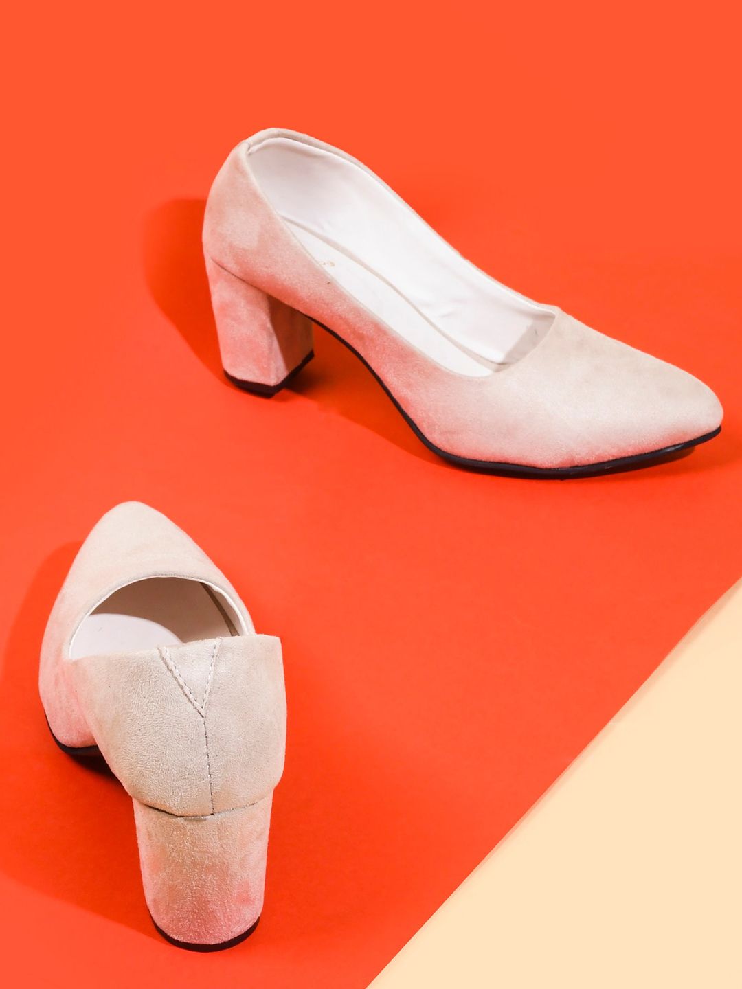 Try Me Pointed Toe Block Heeled Pumps