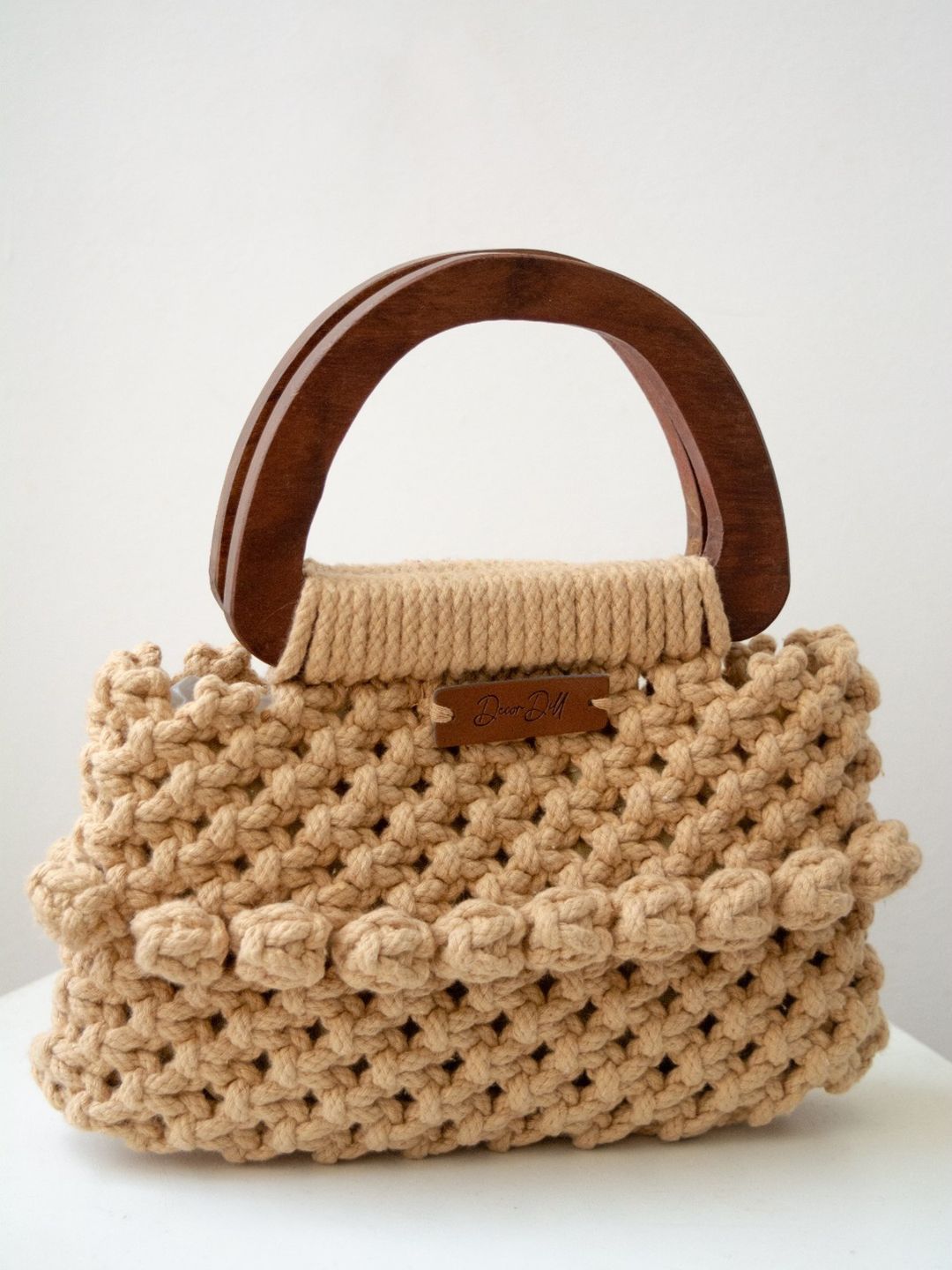 DECORDILL Textured Cotton Small Structured Handheld Bag