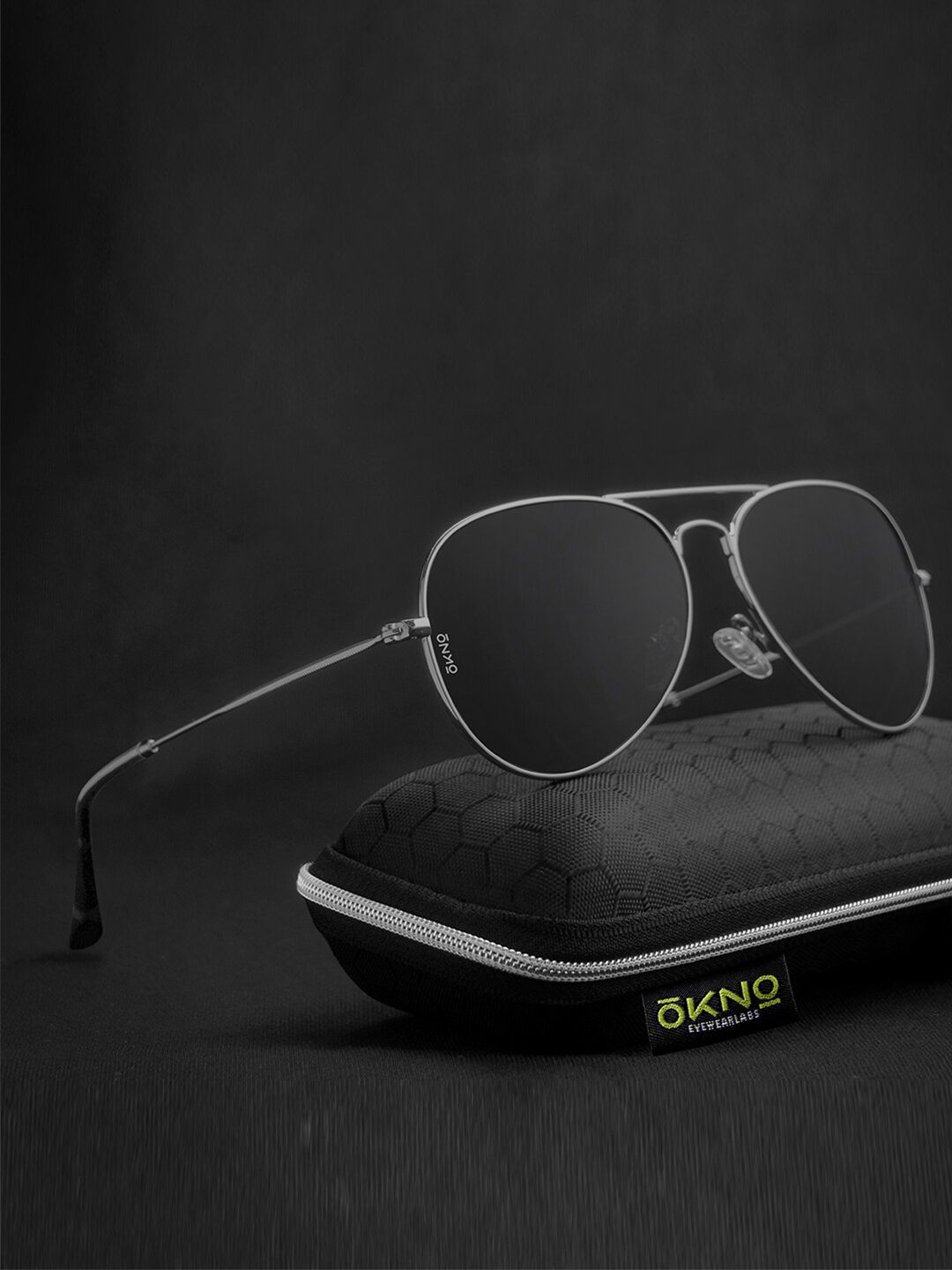 OKNO Polarised and UV Protected Lens Unisex Metal Black Aviator Sunglasses