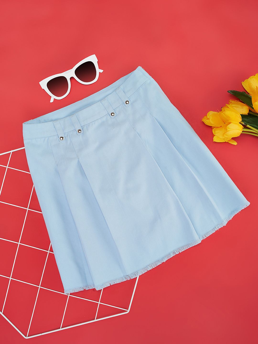 Pantaloons Junior Girls Pure Cotton Straight Skirt