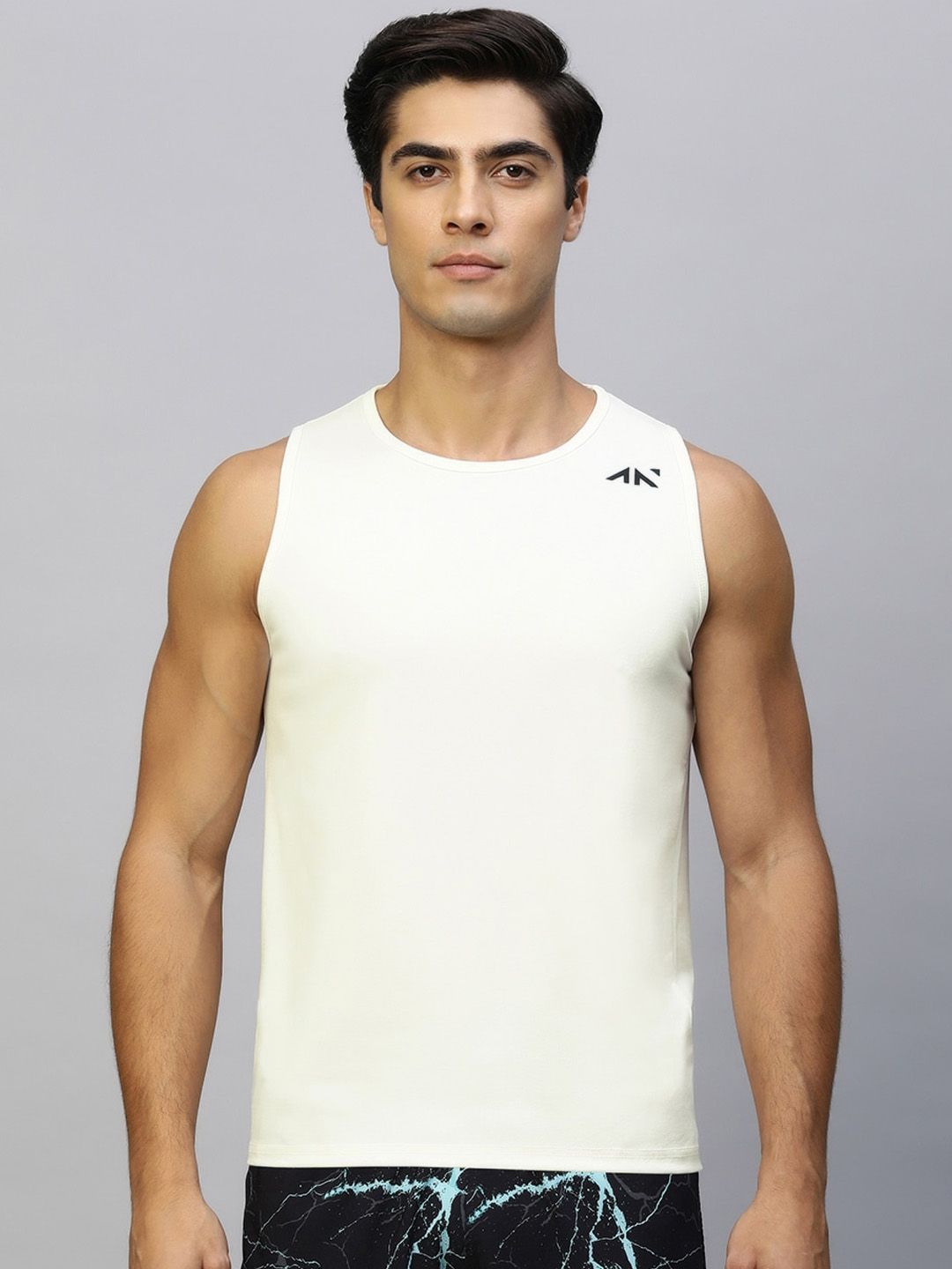 AESTHETIC NATION Round Neck Sleeveless Tank Innerwear Vests HYRB-VST-WHT