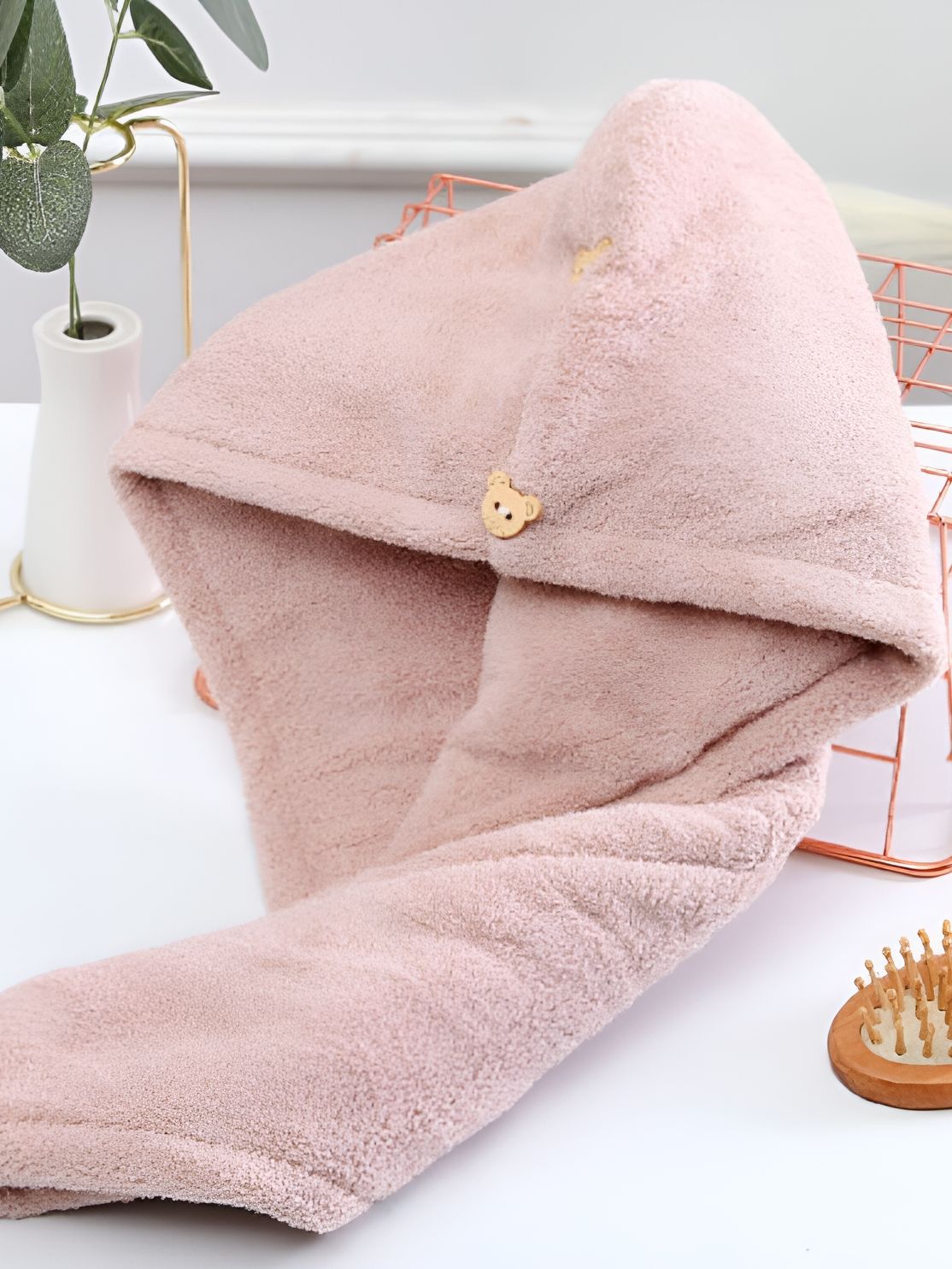 UrbanArts Pink Solid Cotton 300GSM Quick Dry Adult Regular Bath Towel-25x9In