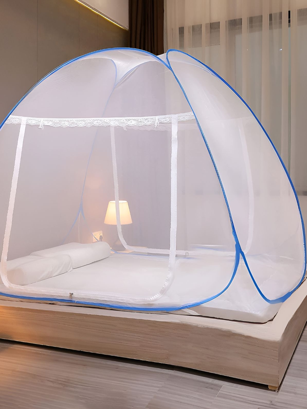 Buy Pamworld White & Blue King Size Tent Mosquito Net -  - Home for Unisex