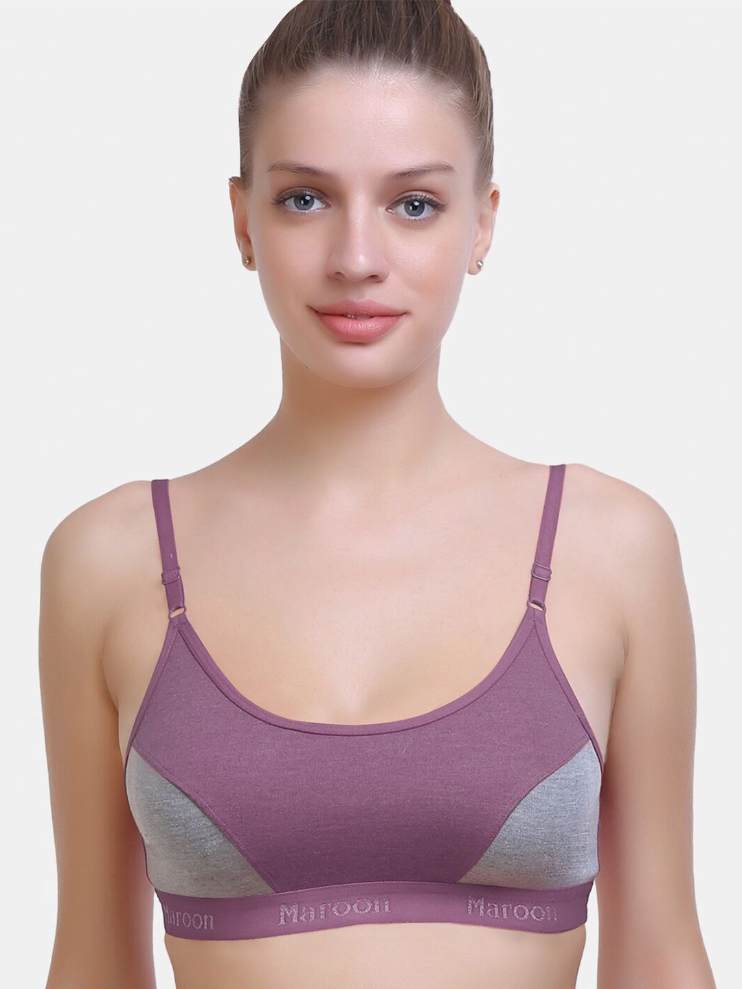 MAROON Medium Coverage Non Padded Workout Bra With All Day Comfort