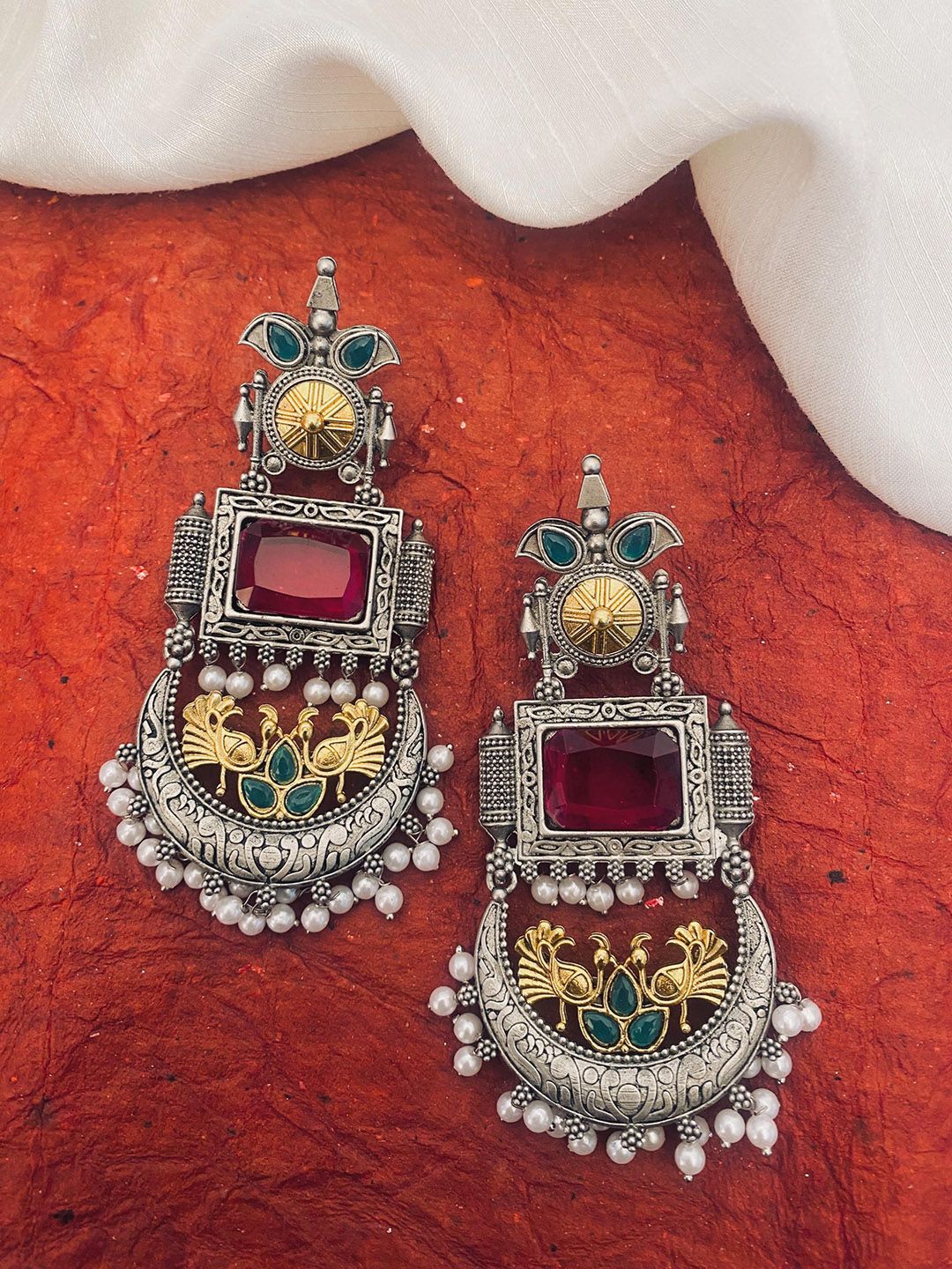 Buy Sangria Silver Plated Stone Studded Drop Earrings -  - Accessories for Women