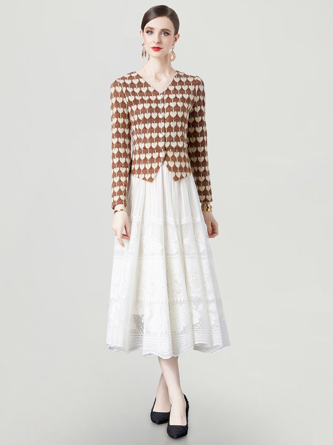 Buy JC Collection Printed V Neck Top & Skirt -  - Apparel for Women