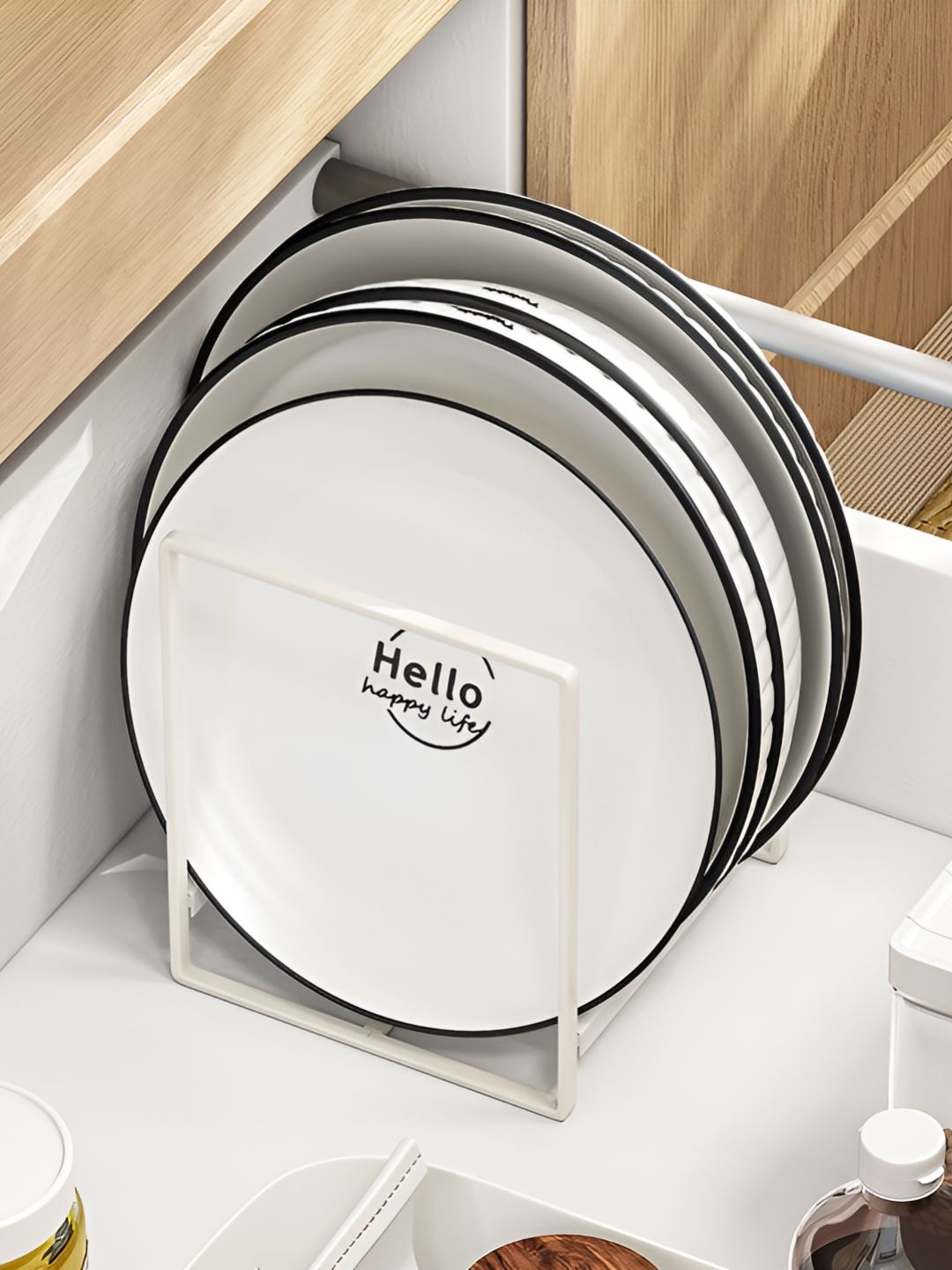 Arhat Organizers White Metal Regular Plate Stand Organiser