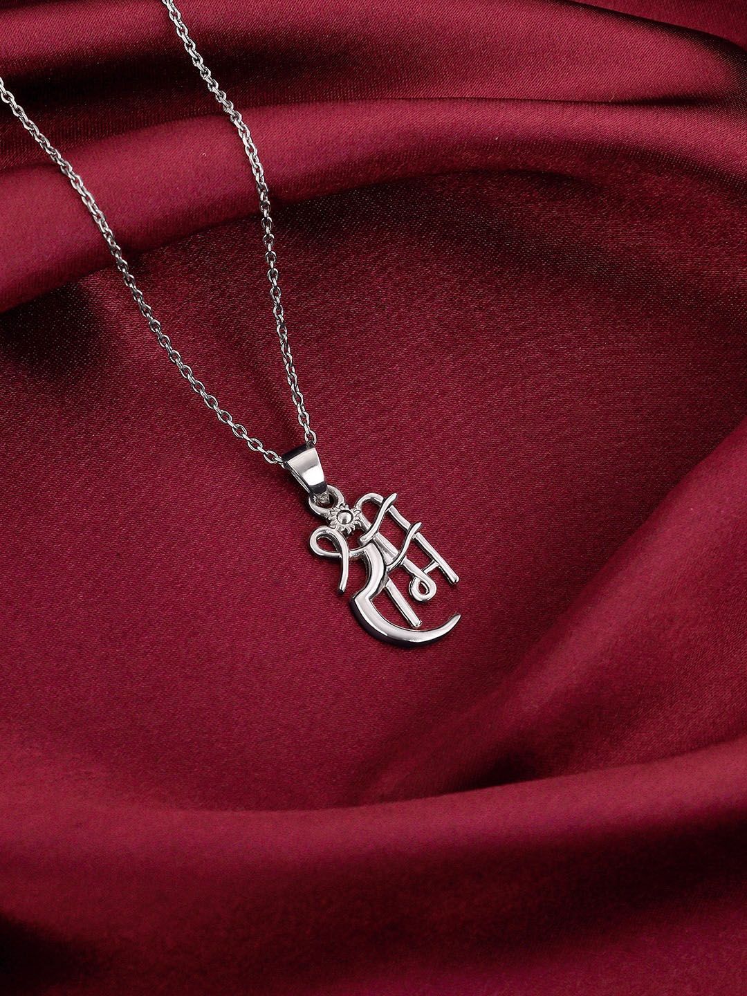 GIVA Rhodium-Plated 925 Sterling Silver Contemporary Pendant With Chain