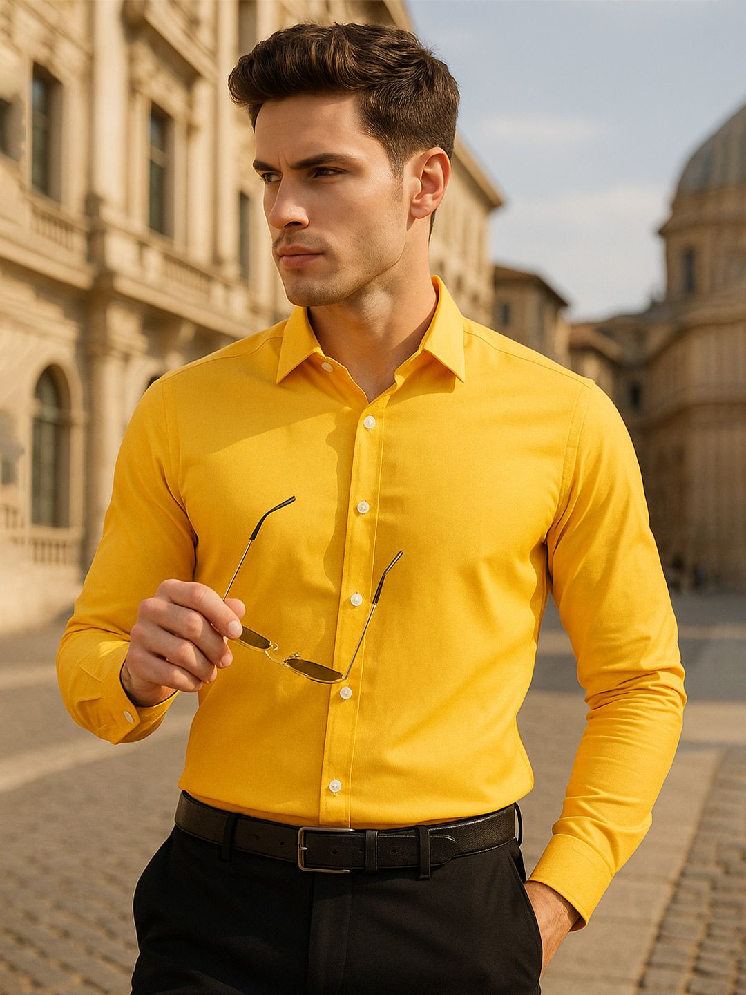 TRYBUY.IN Original Shirt Collar Long Sleeves Cotton Casual Shirt