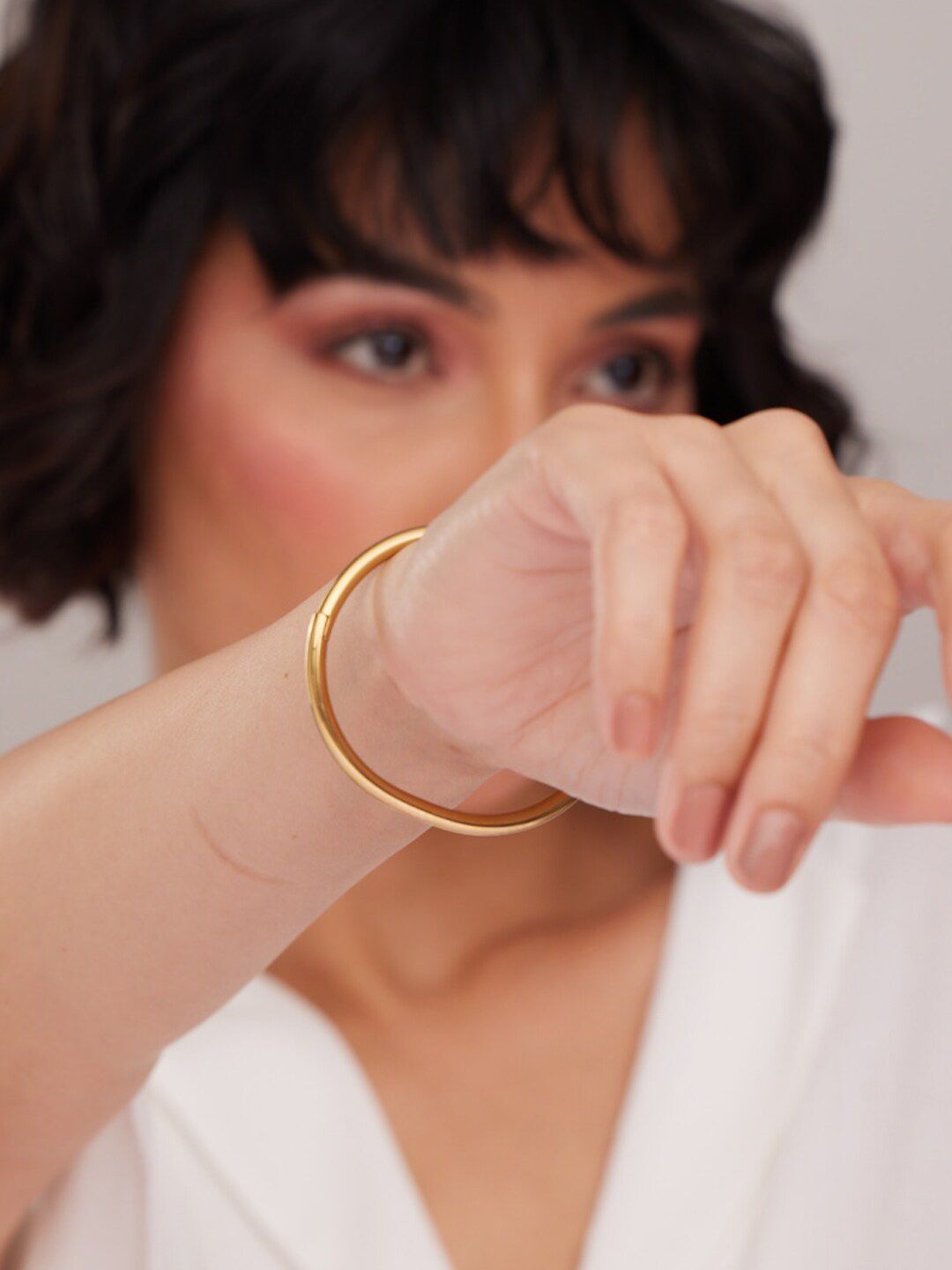 PALMONAS Gold-Plated Stainless Steel Bangle-Style Bracelet