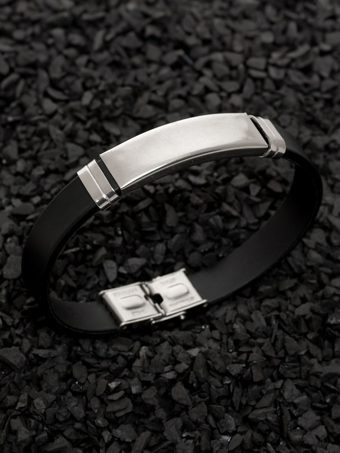 Fashion Frill Men Leather Silver-Plated Wraparound Bracelet