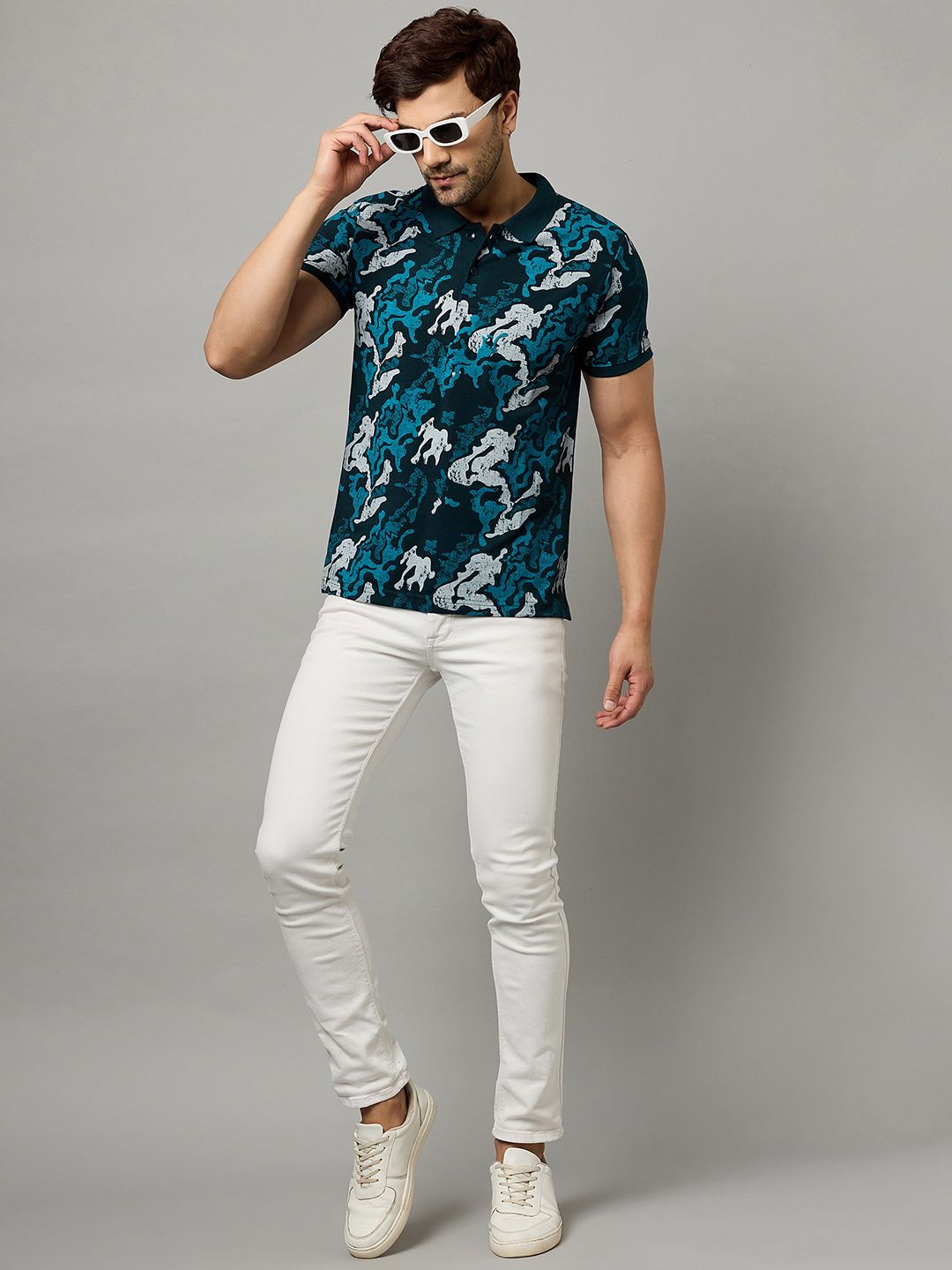 Zigo Printed Polo Collar Regular Fit T-shirt