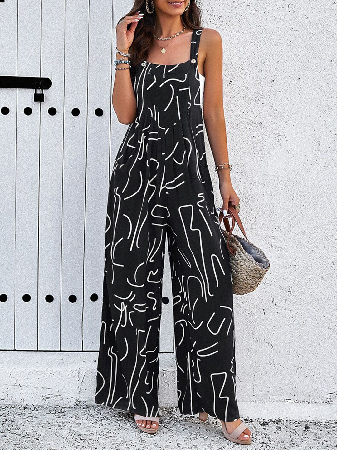 all about you Printed Shoulder Straps Basic Jumpsuit