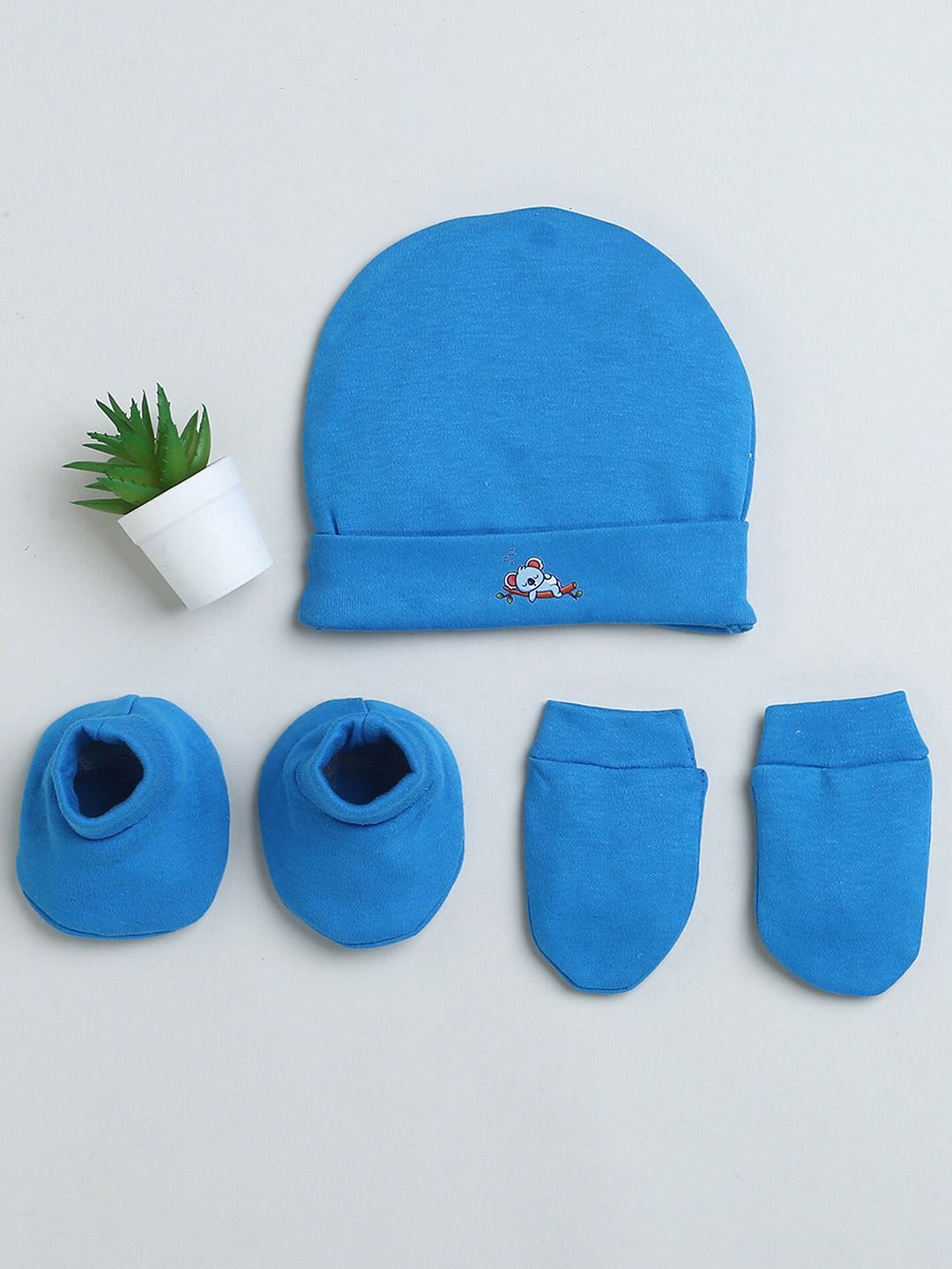 BUMZEE Infant Girls Cotton Beanie With Mitten & Booties