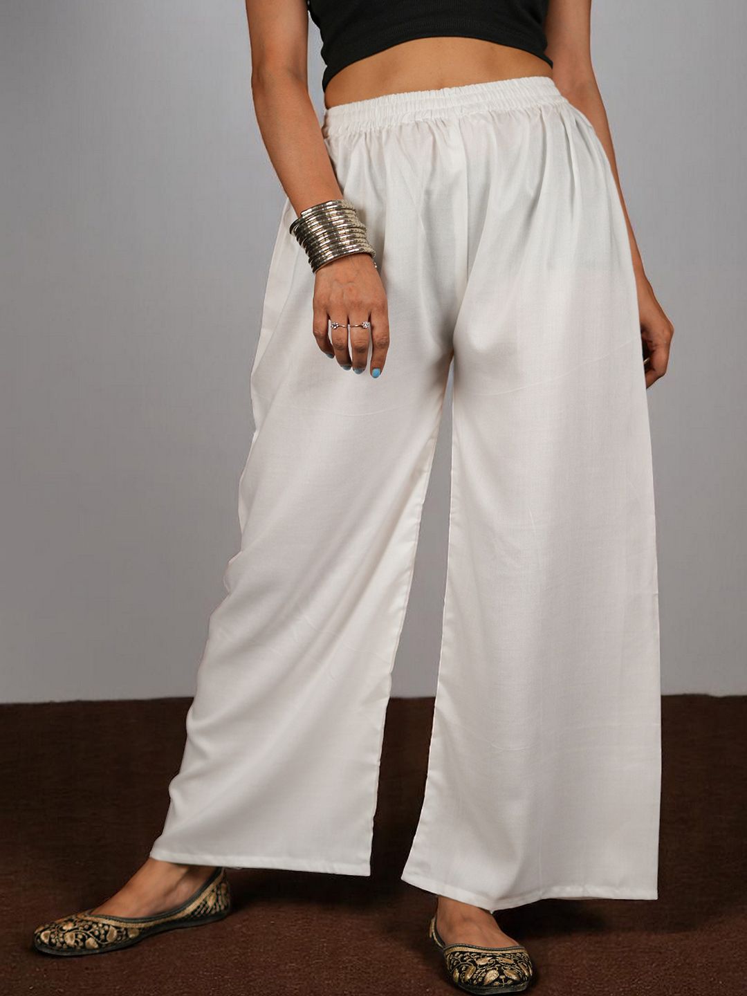 CKE  1PCS Comfortable Wide Legs with Elastic Belt Rayon Cotton Trouser Palazzo for Womens